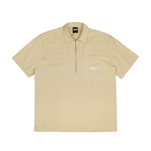 Lanee Clothing Streetwear BEIGE HALF-ZIP SHIRT